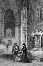 Strasburg Cathedral: Margaret of Anjou & Philipson, engraved by Robert Staines after John Franklin, 1838 (Corson P.3710)