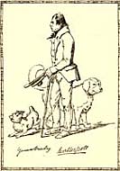 Sir Walter Scott and Two Dogs, facsimile of sketch by Daniel Maclise, 1924 (Corson P.7446)