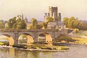 Kelso: The River Tweed and Abbey Ruins, by Sutton Palmer, 1922 (Corson P.3310)