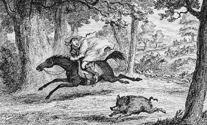 Cardinal Balve at the Boar Hunt, engraving by George Cruikshank (Corson P.3689)