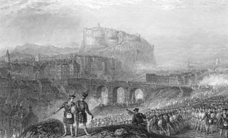Edinburgh: March of the Highlanders, engraved by T. Higham after J.M.W. Turner (Corson P.3613)