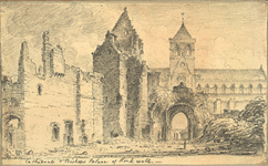 Kirkwall Cathedral and the Bishop's Palace, pencil drawing by James Skene, 182-? (Corson MSS)