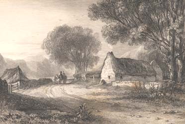 Cottage in Ettrick (The Birthplace of James Hogg), engraved by D. Wilson after D.O. Hill (Corsopn P.3279)