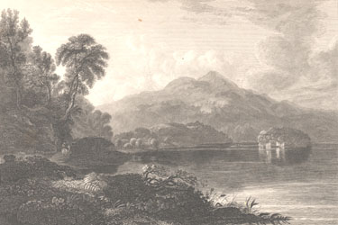 Loch Katrine and Ellen's Isle, engraved by J. Swan after J. Fleming (Corson P.1946)